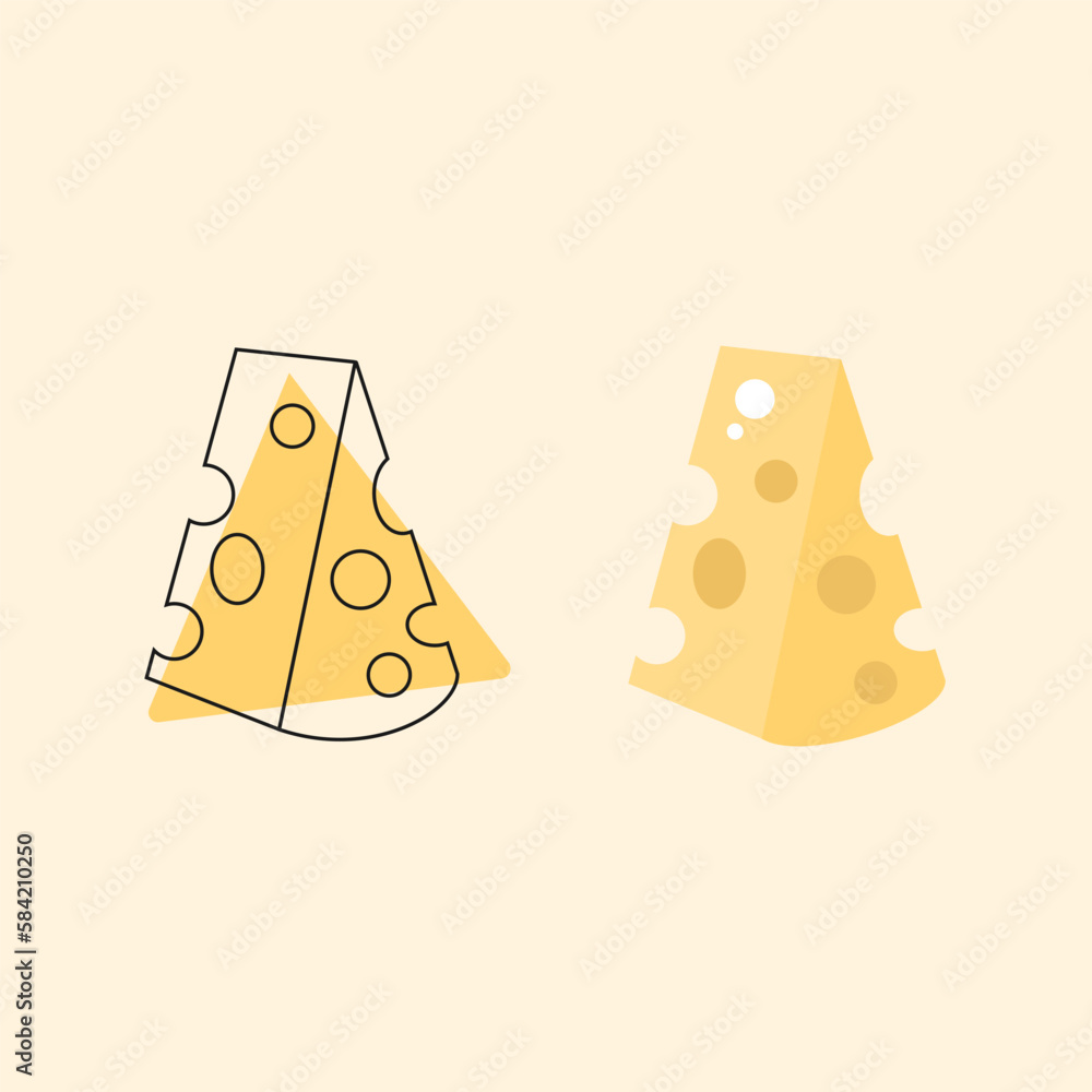 Cheese line icon logo, vector illustration, outline linear sign isolated on beige background Cheese line icon logo, vector illustration, outline linear sign isolated on beige background