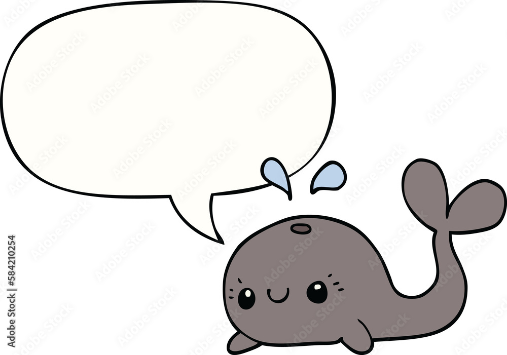 cute cartoon whale and speech bubble cute cartoon whale and speech bubble