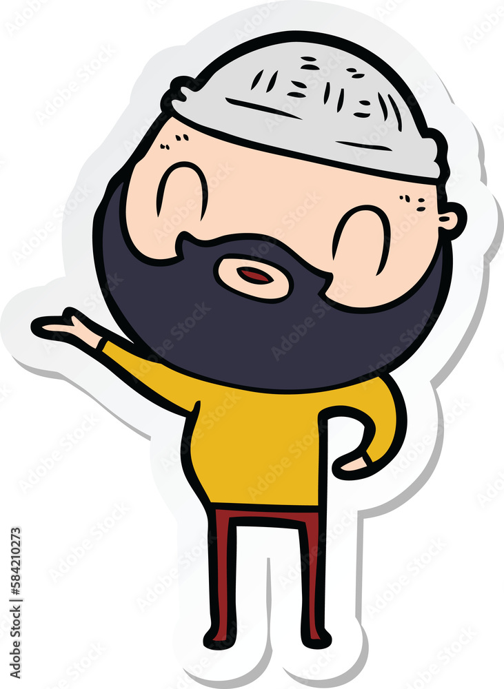 sticker of a cartoon bearded man sticker of a cartoon bearded man