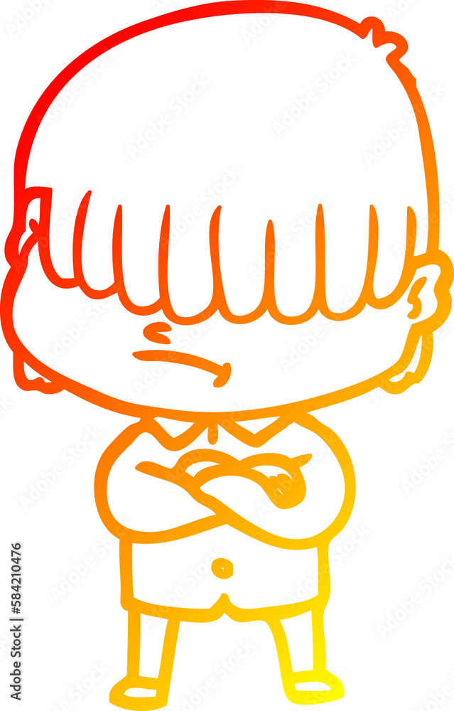 warm gradient line drawing cartoon boy with untidy hair warm gradient line drawing cartoon boy with untidy hair