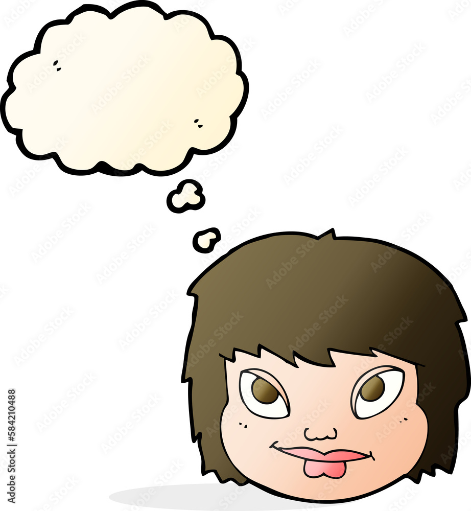 cartoon female face with thought bubble cartoon female face with thought bubble
