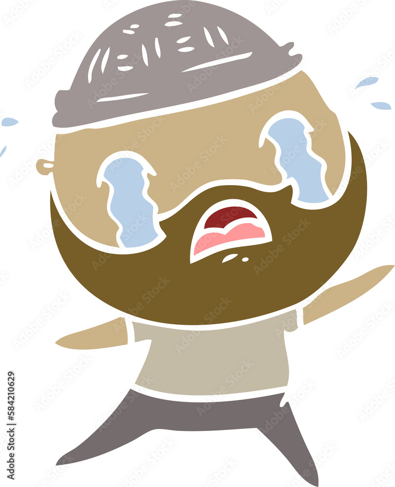 flat color style cartoon bearded man crying flat color style cartoon bearded man crying