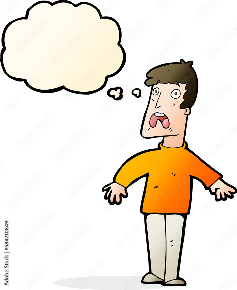 cartoon terrified man with thought bubble cartoon terrified man with thought bubble
