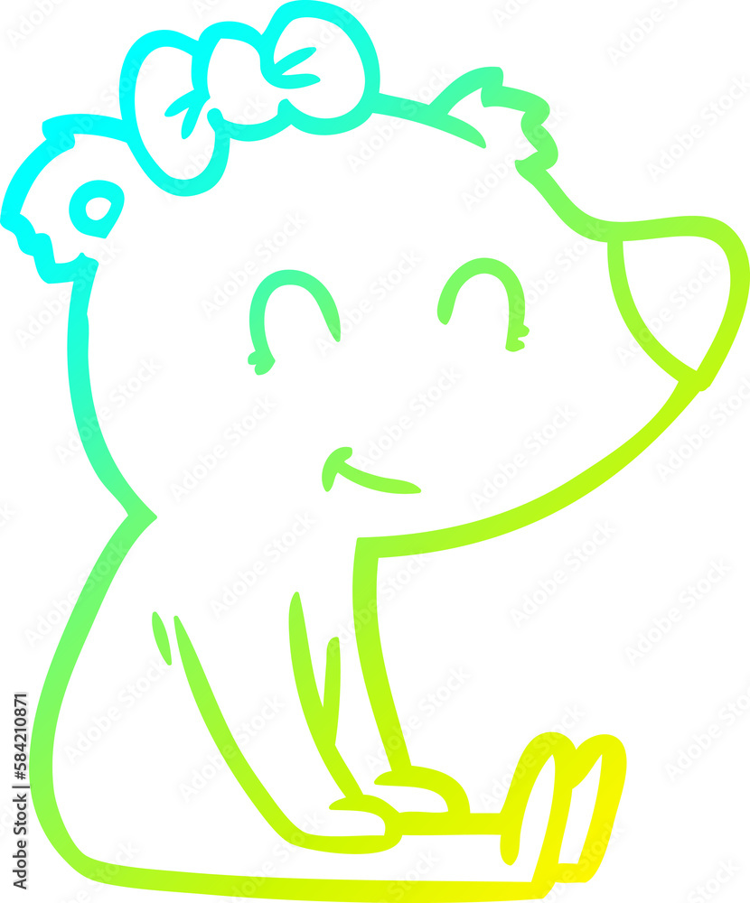Obraz premium cold gradient line drawing sitting female bear cartoon