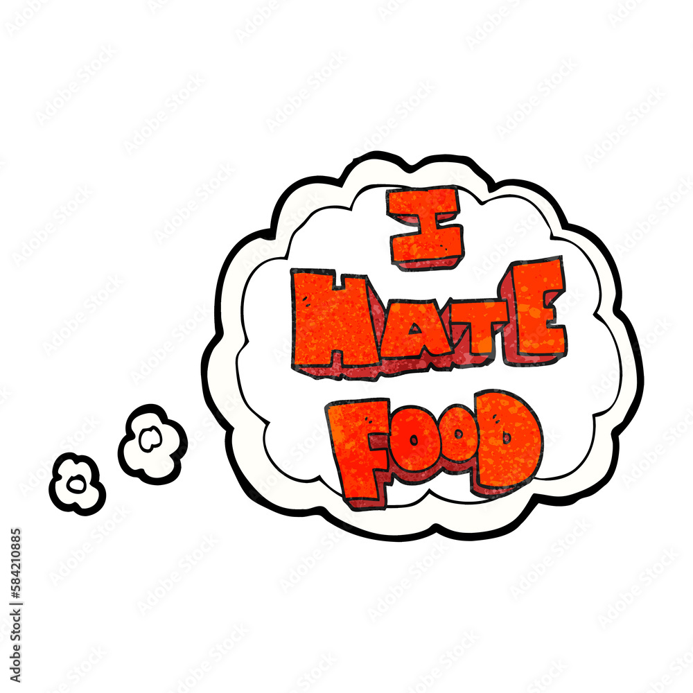 thought bubble textured cartoon i hate food symbol