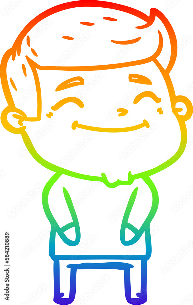 rainbow gradient line drawing happy cartoon man rainbow gradient line drawing happy cartoon man