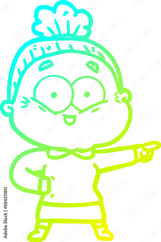 cold gradient line drawing cartoon happy old woman cold gradient line drawing cartoon happy old woman