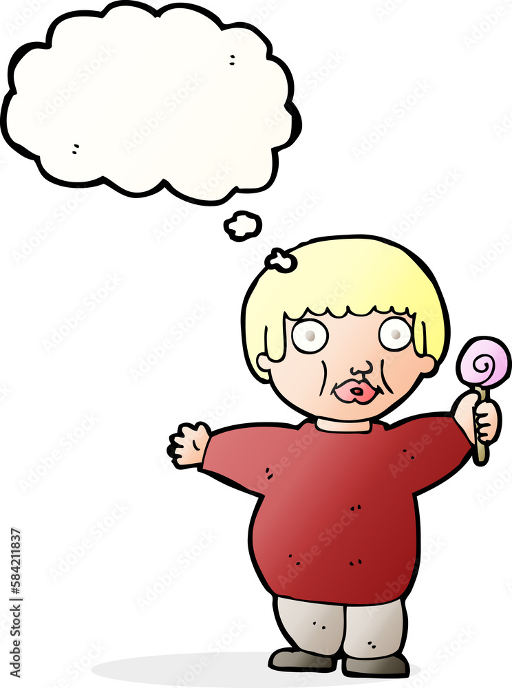 cartoon fat child with thought bubble cartoon fat child with thought bubble