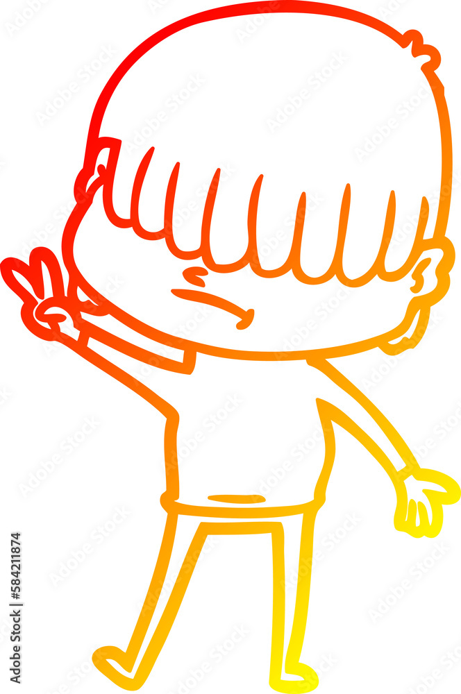 warm gradient line drawing cartoon boy with untidy hair warm gradient line drawing cartoon boy with untidy hair