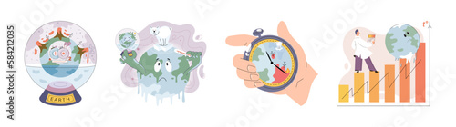 Climate change weather global greenhouse warming risks metaphor concept. Save planet. Compared planet with renewable eco resources consumption global warmings burning alternative. Environment Day
