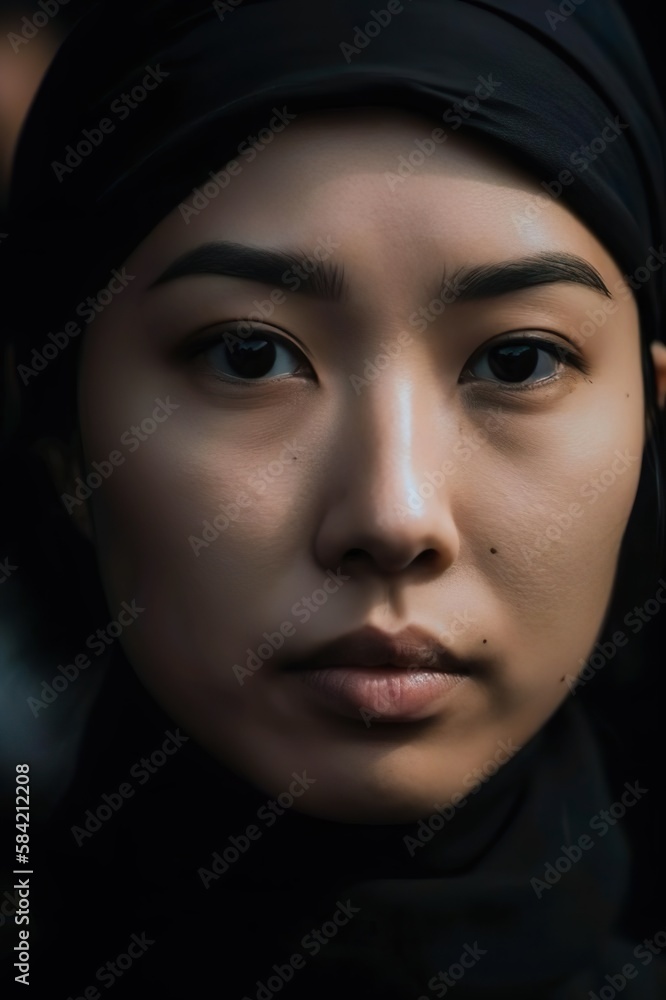 AI illustration of a Japanese woman protester AI illustration of a Japanese woman protester