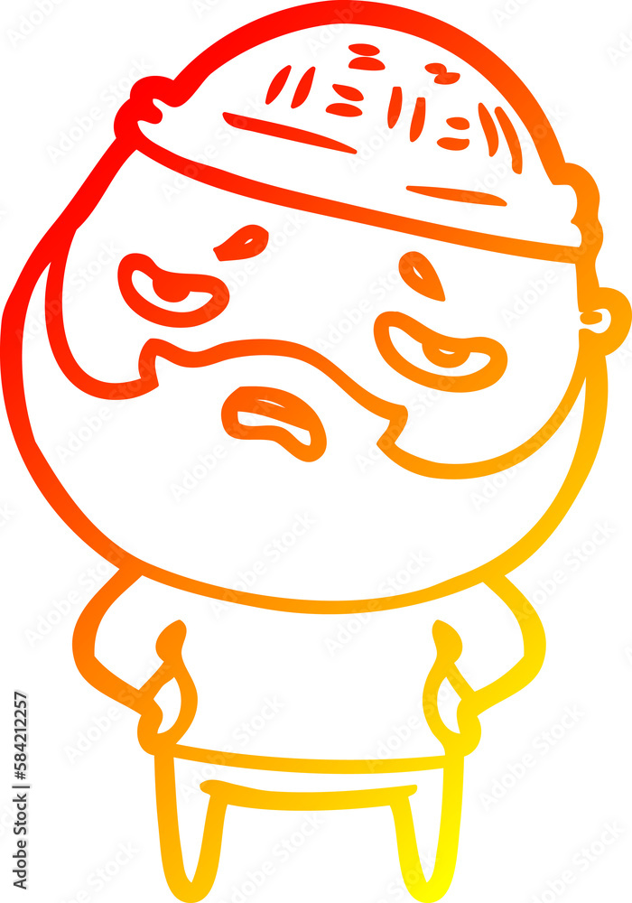 warm gradient line drawing cartoon worried man with beard warm gradient line drawing cartoon worried man with beard