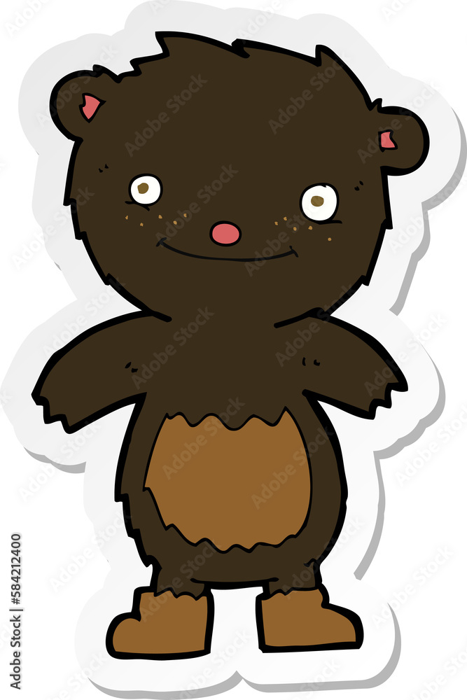 Fototapeta premium sticker of a cartoon teddy black bear wearing boots