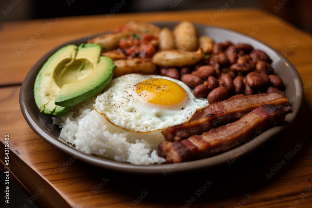 Traditional Generative AI Colombian Food Bandeja Paisa in a Restaurant
Traditional Generative AI Colombian Food Bandeja Paisa in a Restaurant