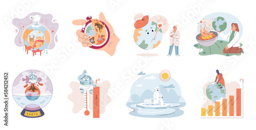 Climate change weather global greenhouse warming risks metaphor concept. Save planet. Compared planet with renewable eco resources consumption global warmings burning alternative. Environment Day