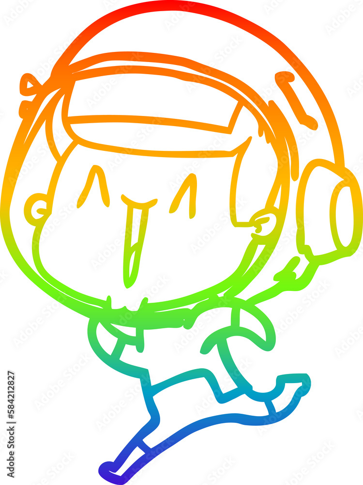 rainbow gradient line drawing happy cartoon astronaut rainbow gradient line drawing happy cartoon astronaut