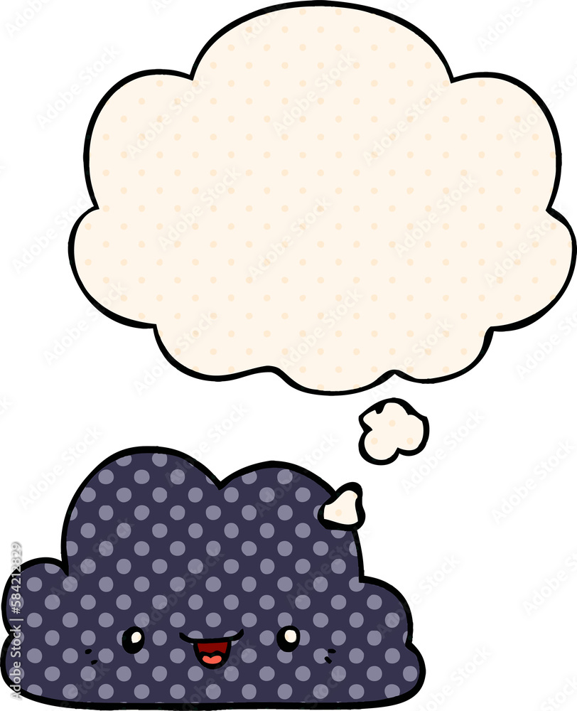 cute cartoon cloud and thought bubble in comic book style cute cartoon cloud and thought bubble in comic book style