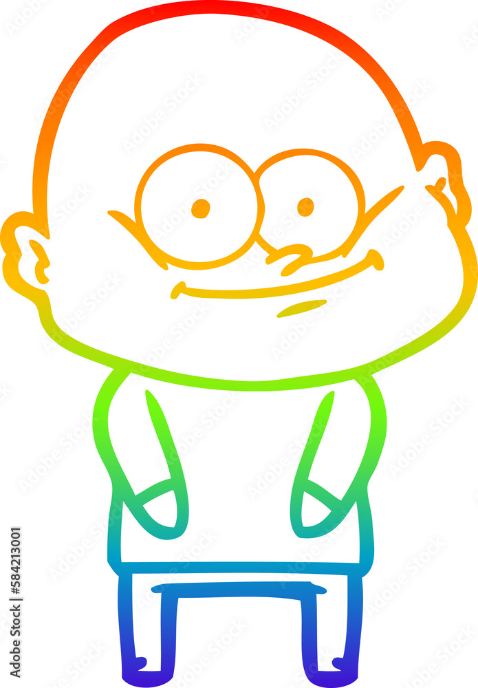 rainbow gradient line drawing cartoon bald man staring rainbow gradient line drawing cartoon bald man staring