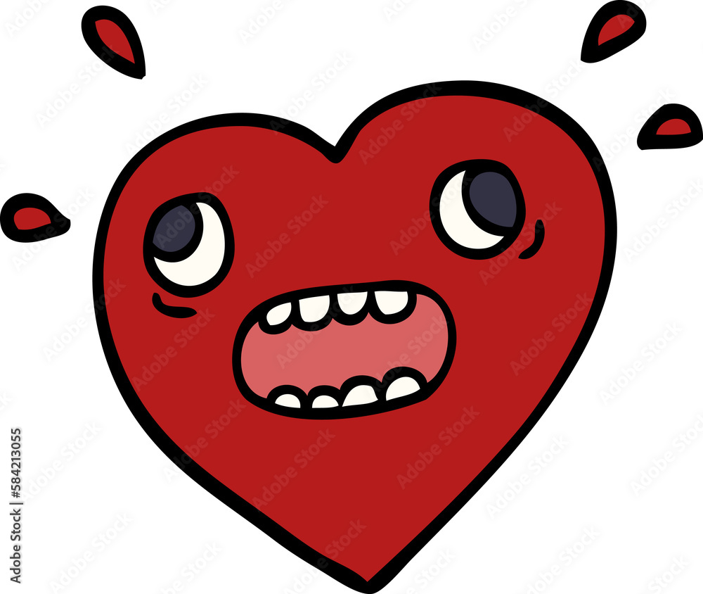 cartoon doodle heart panicking cartoon doodle heart panicking