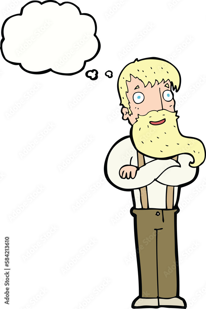 cartoon bearded hipster man with thought bubble cartoon bearded hipster man with thought bubble