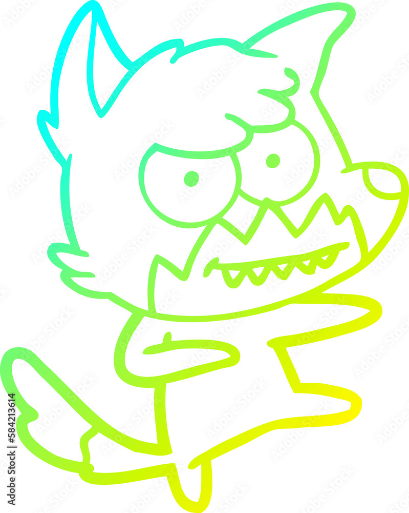 cold gradient line drawing cartoon grinning fox cold gradient line drawing cartoon grinning fox