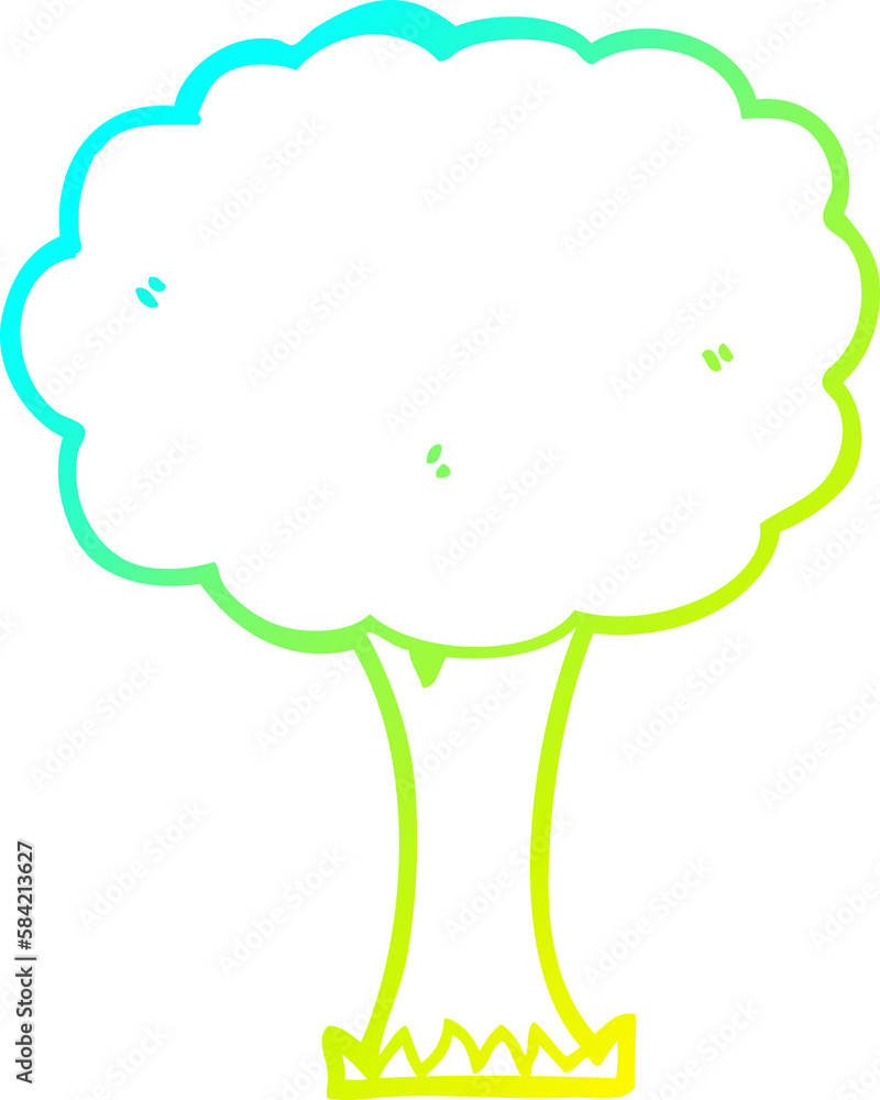 cold gradient line drawing cartoon tree cold gradient line drawing cartoon tree