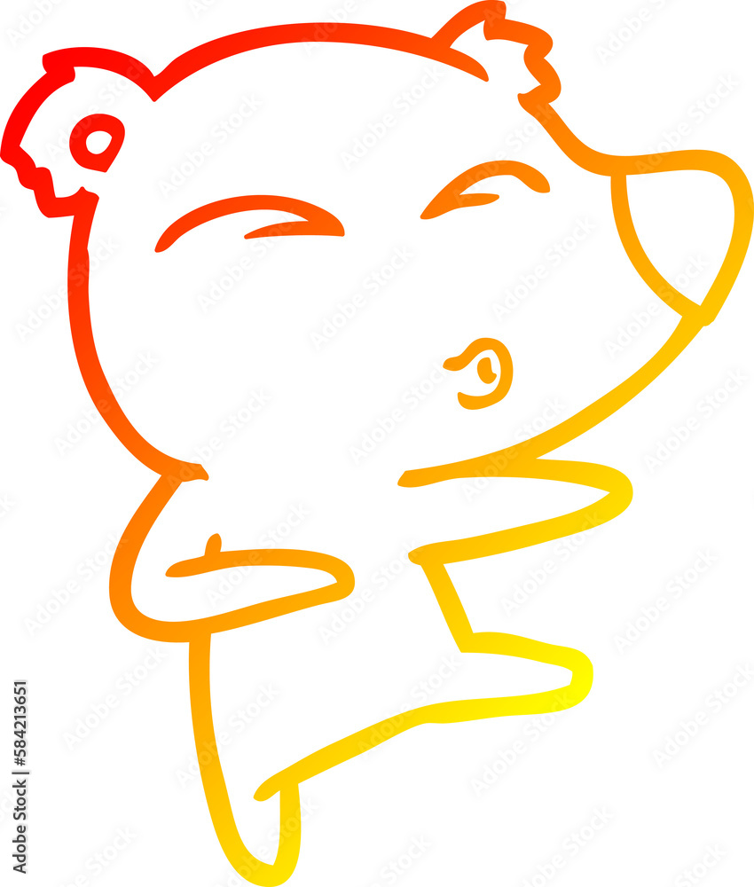 Obraz premium warm gradient line drawing cartoon whistling bear