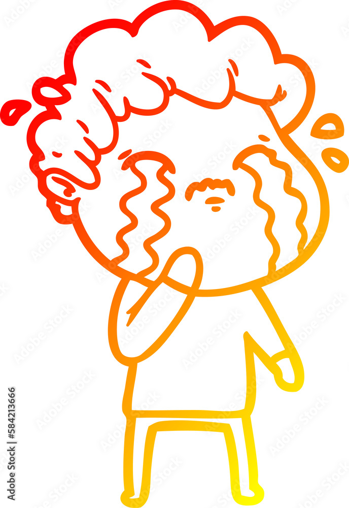 warm gradient line drawing cartoon man crying warm gradient line drawing cartoon man crying