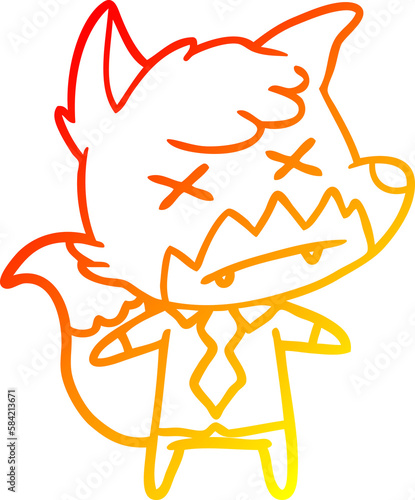 warm gradient line drawing cartoon dead fox