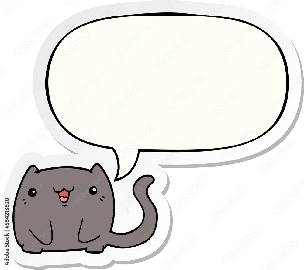 cartoon cat and speech bubble sticker cartoon cat and speech bubble sticker