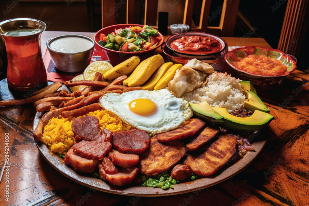 Traditional Generative AI Colombian Food Bandeja Paisa in a Restaurant
Traditional Generative AI Colombian Food Bandeja Paisa in a Restaurant