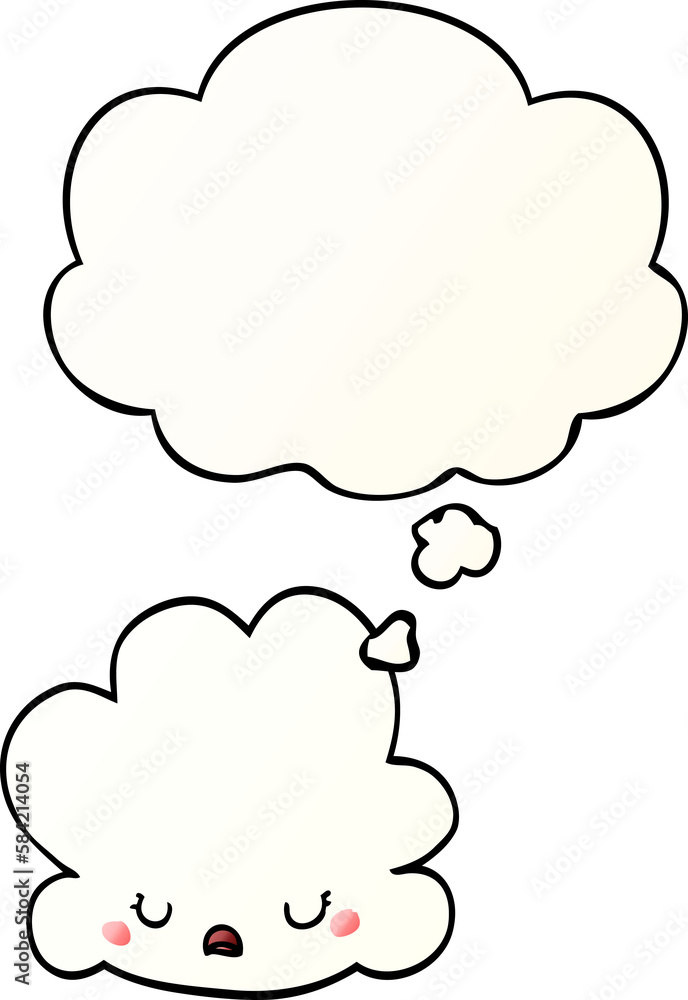 cute cartoon cloud and thought bubble in smooth gradient style cute cartoon cloud and thought bubble in smooth gradient style