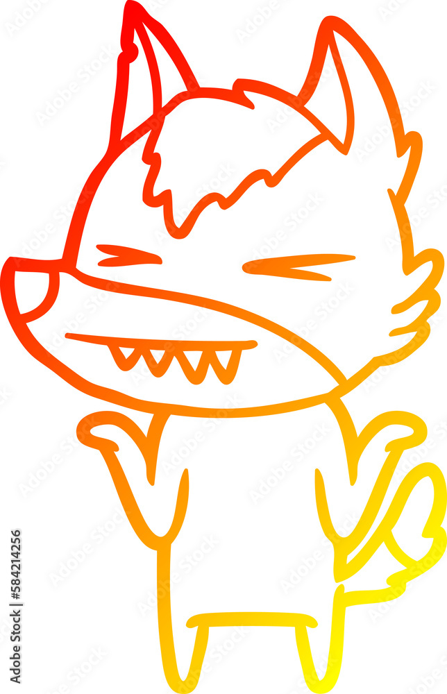 warm gradient line drawing angry wolf cartoon warm gradient line drawing angry wolf cartoon