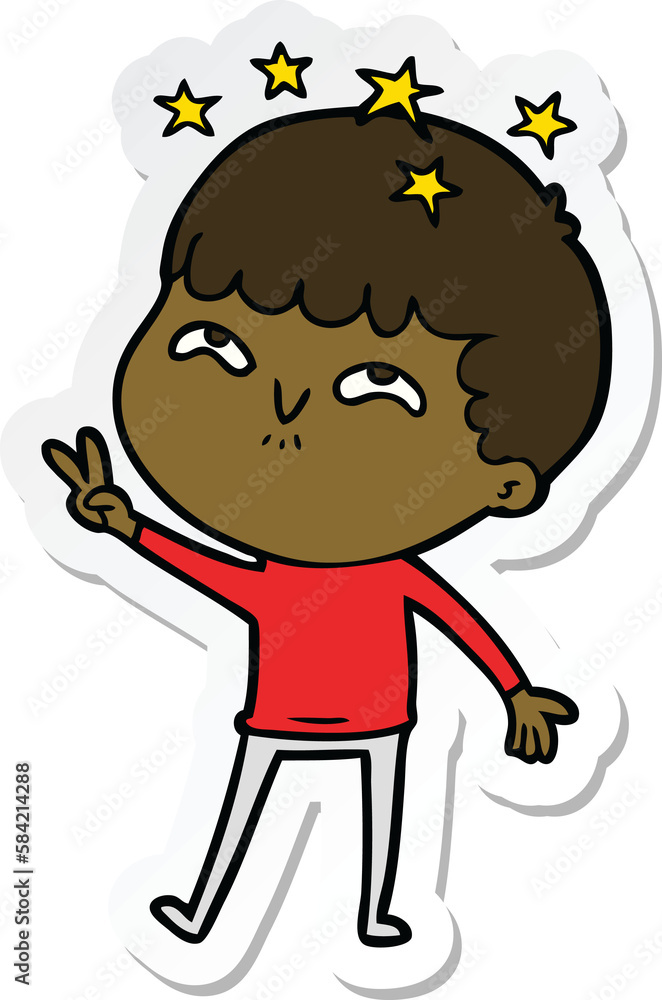 sticker of a cartoon amazed boy sticker of a cartoon amazed boy