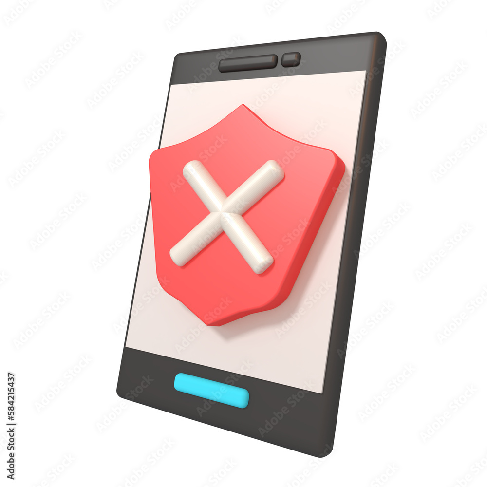 3d illustration of error security shield 3d illustration of error security shield