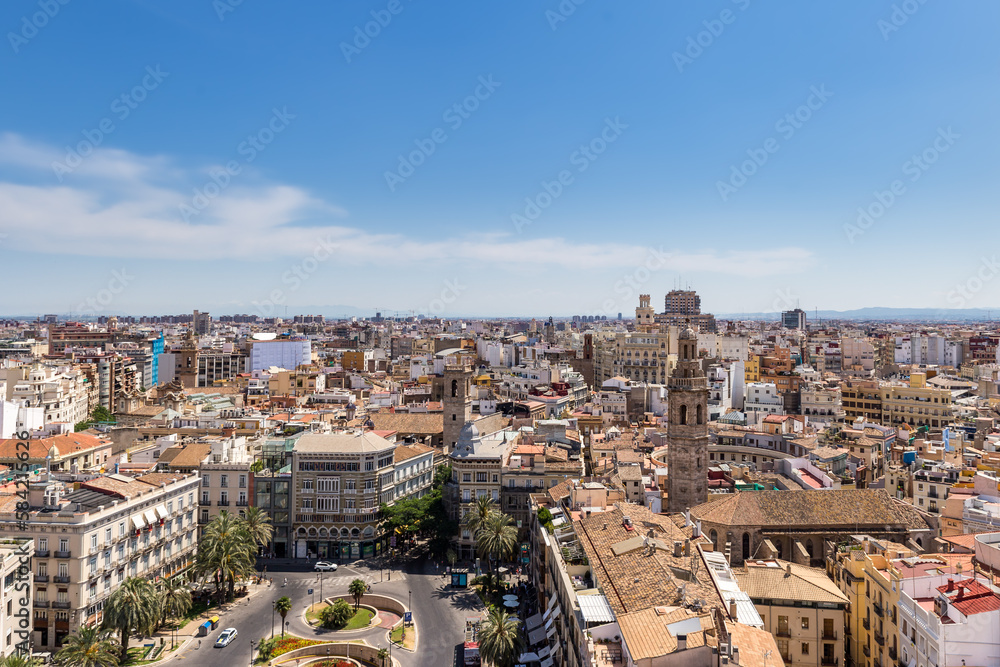 Panoramic Aerial View of Valencia City in Summer, Spain, Europe