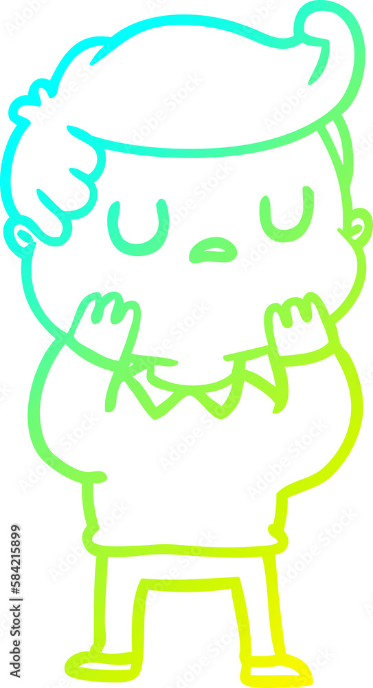 cold gradient line drawing cartoon aloof man considering cold gradient line drawing cartoon aloof man considering