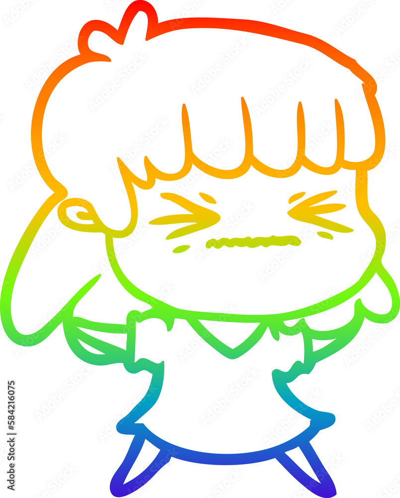 rainbow gradient line drawing cartoon woman rainbow gradient line drawing cartoon woman
