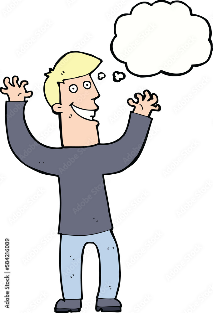 cartoon excited man with thought bubble cartoon excited man with thought bubble