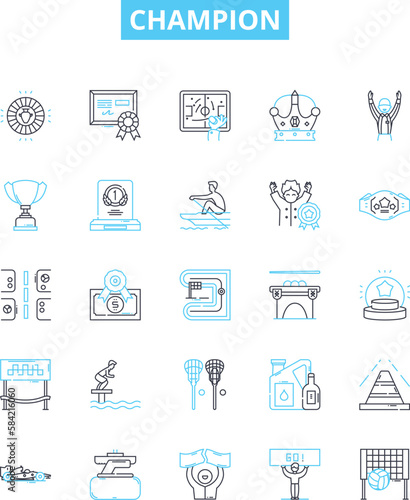 Champion vector line icons set. Victor, Hero, Winner, Premier, Winner, Conqueror, Leader illustration outline concept symbols and signs