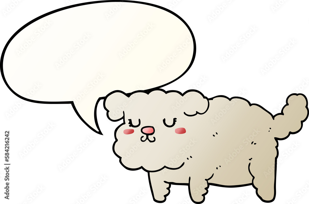 cartoon dog and speech bubble in smooth gradient style cartoon dog and speech bubble in smooth gradient style