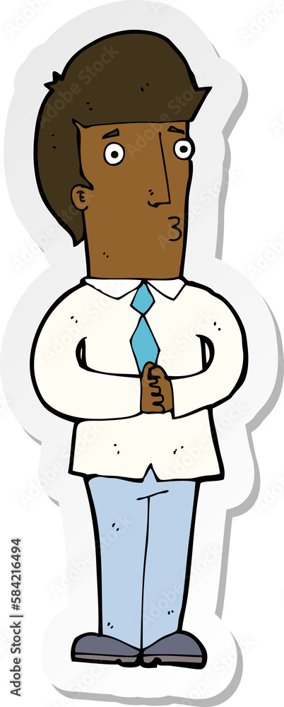 sticker of a cartoon nervous man sticker of a cartoon nervous man