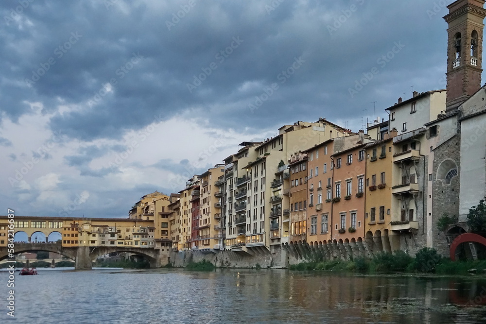 Palaces along the Arno River in Florence, Tuscany, Italy