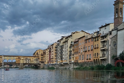 Palaces along the Arno River in Florence  Tuscany  Italy