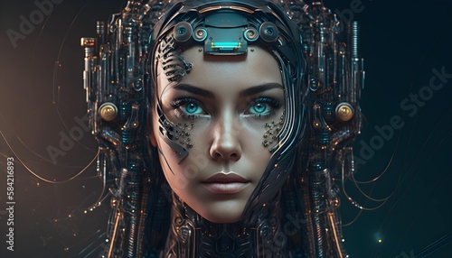 AI futuristic tech worker . Generative AI.