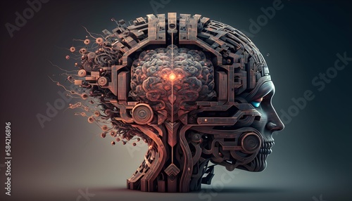 Futuristic ai brain. Generative AI.
