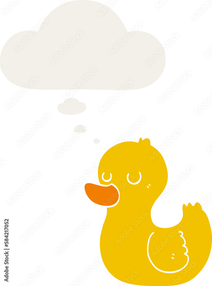 cartoon duck and thought bubble in retro style cartoon duck and thought bubble in retro style