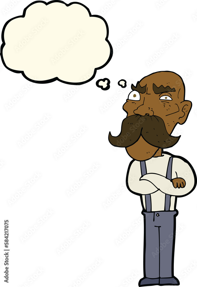 Fototapeta premium cartoon angry old man with thought bubble