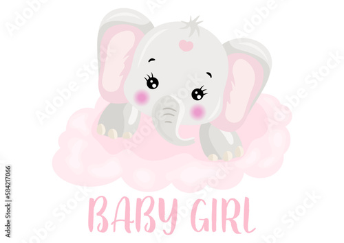 Baby girl pink cute elephant