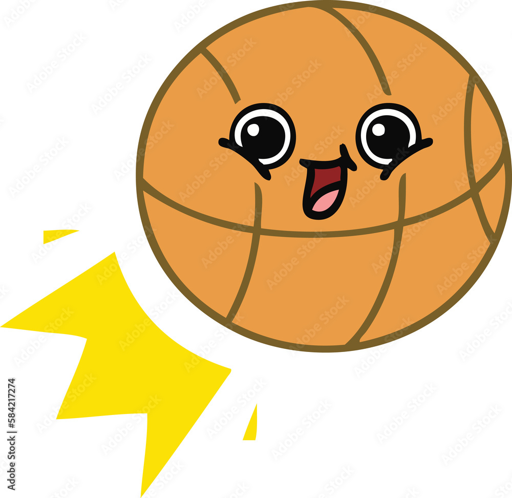 flat color retro cartoon basketball flat color retro cartoon basketball